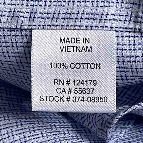 Mens Johnston & Murphy Button Down Dress Shirt Blue Patterned 100% Cotton Sze XL - Picture 5 of 8